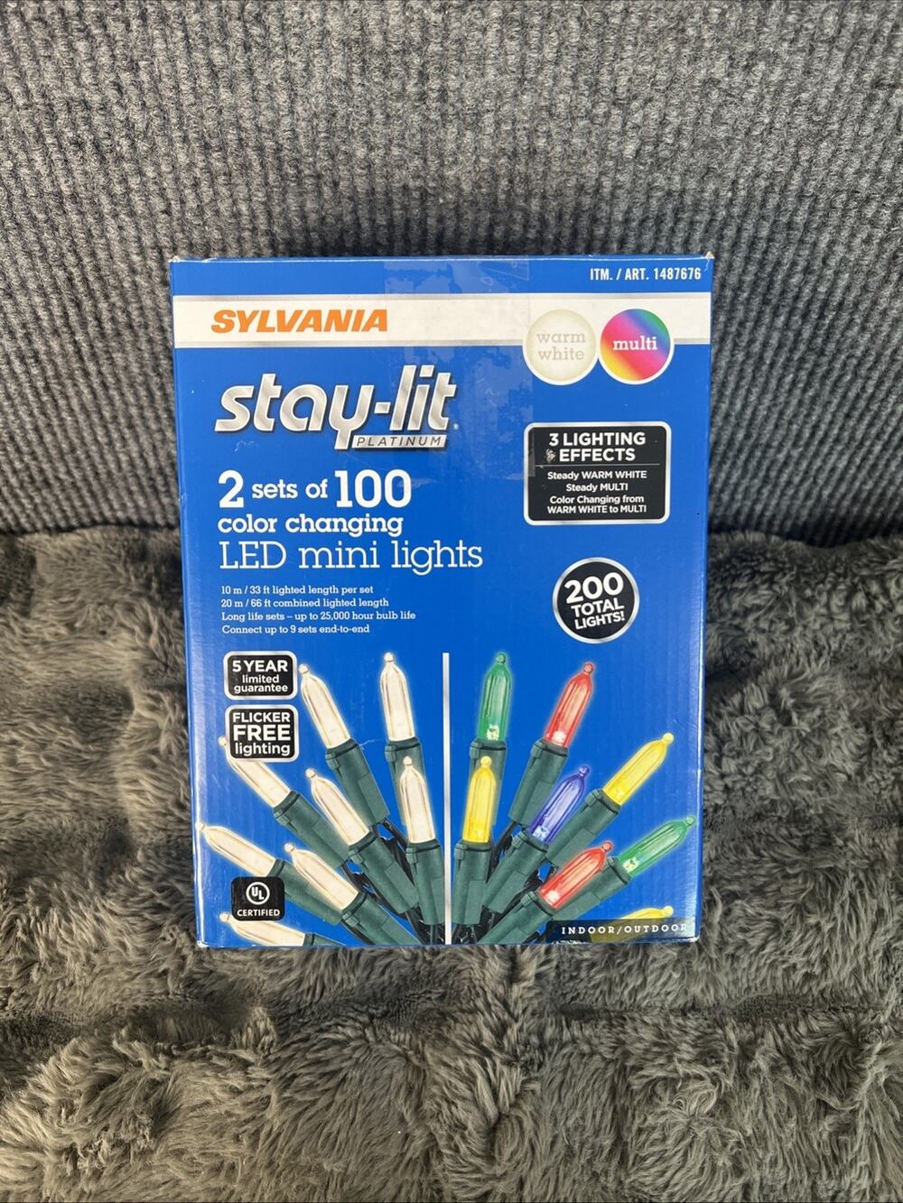 Sylvania 200 LED Mini Color Changing Warm White or Multi Christmas Light String